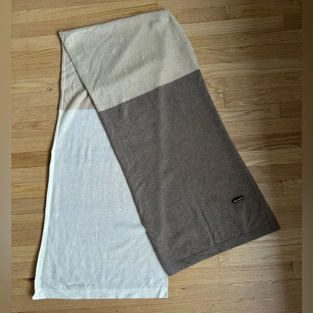 NOMADICO 3 tones beige 100% cashmere scarf brown cream‎